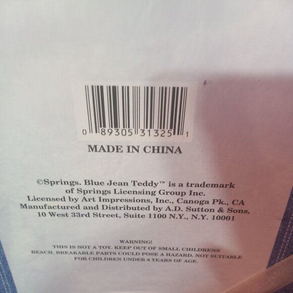 Blue Jean Teddy Bear Baby Boy Ceramic Coin Piggy Bank & Picture Frame Set - Picture 10 of 13